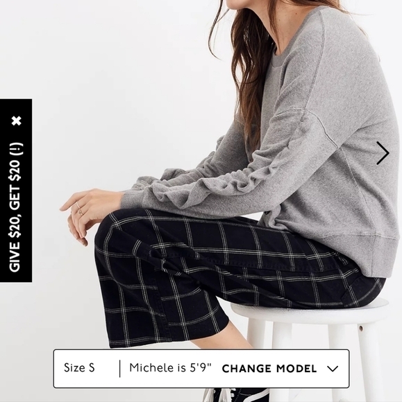 MILES FOR MADEWELL GRAY RUFFLE SWEATSHIRT, SZ XS - Picture 2 of 11